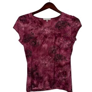 Vintage Suzie Burgundy Floral Top – Size Small | Made in USA